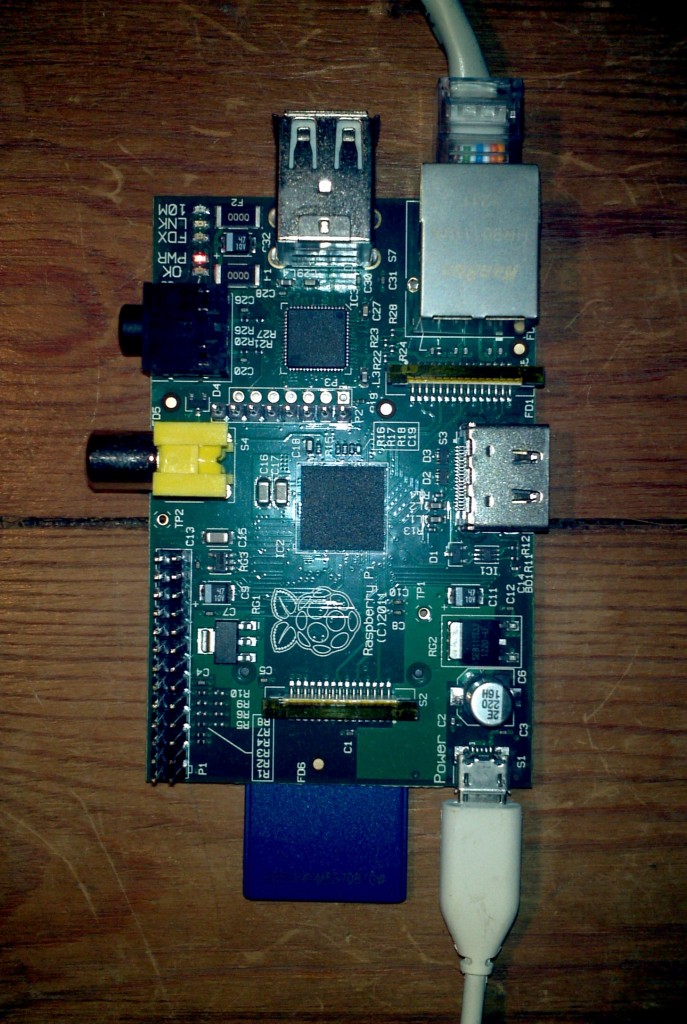 A Raspberry Pi model B, connected to the internet A Raspberry Pi model B, connected to the internet