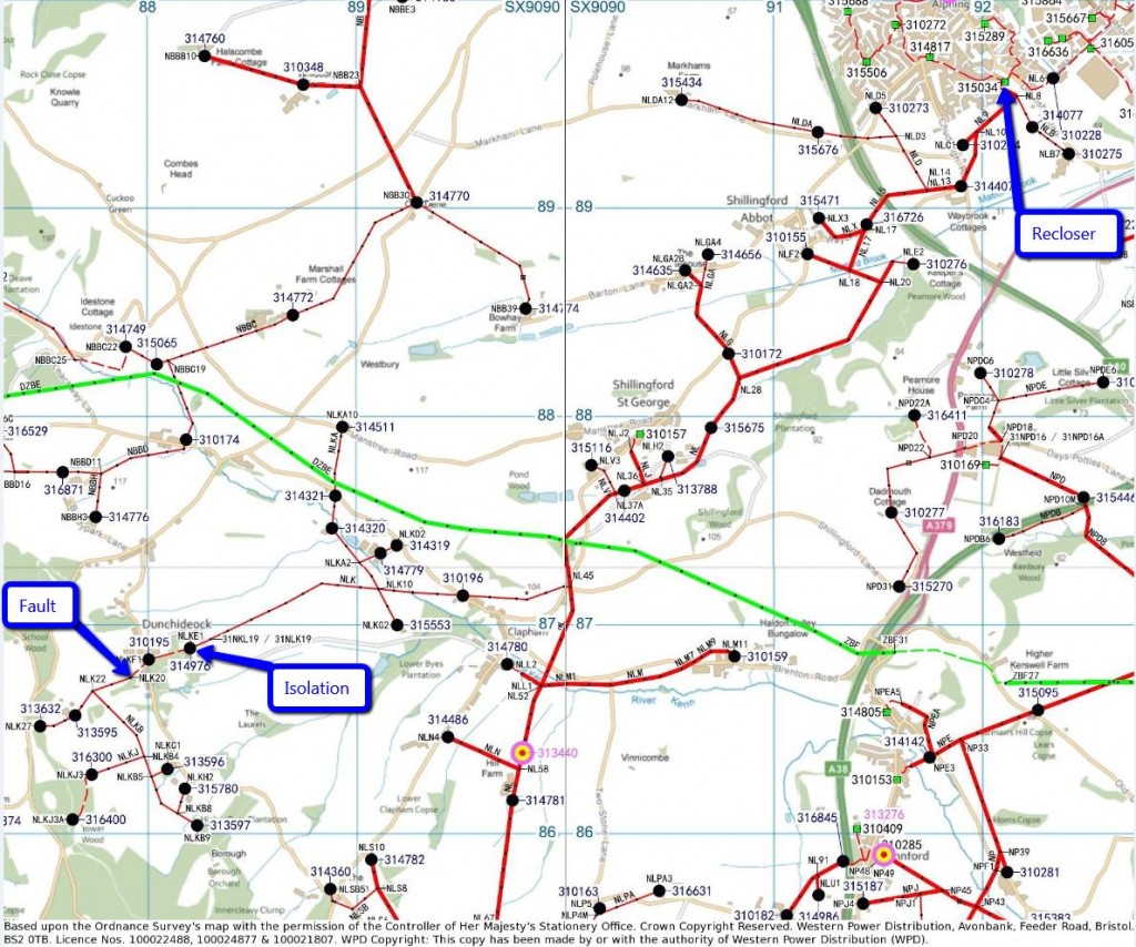 WPD map of 11 kV and 33 kV cables Southwest of Exeter WPD map of 11 kV and 33 kV cables Southwest of Exeter